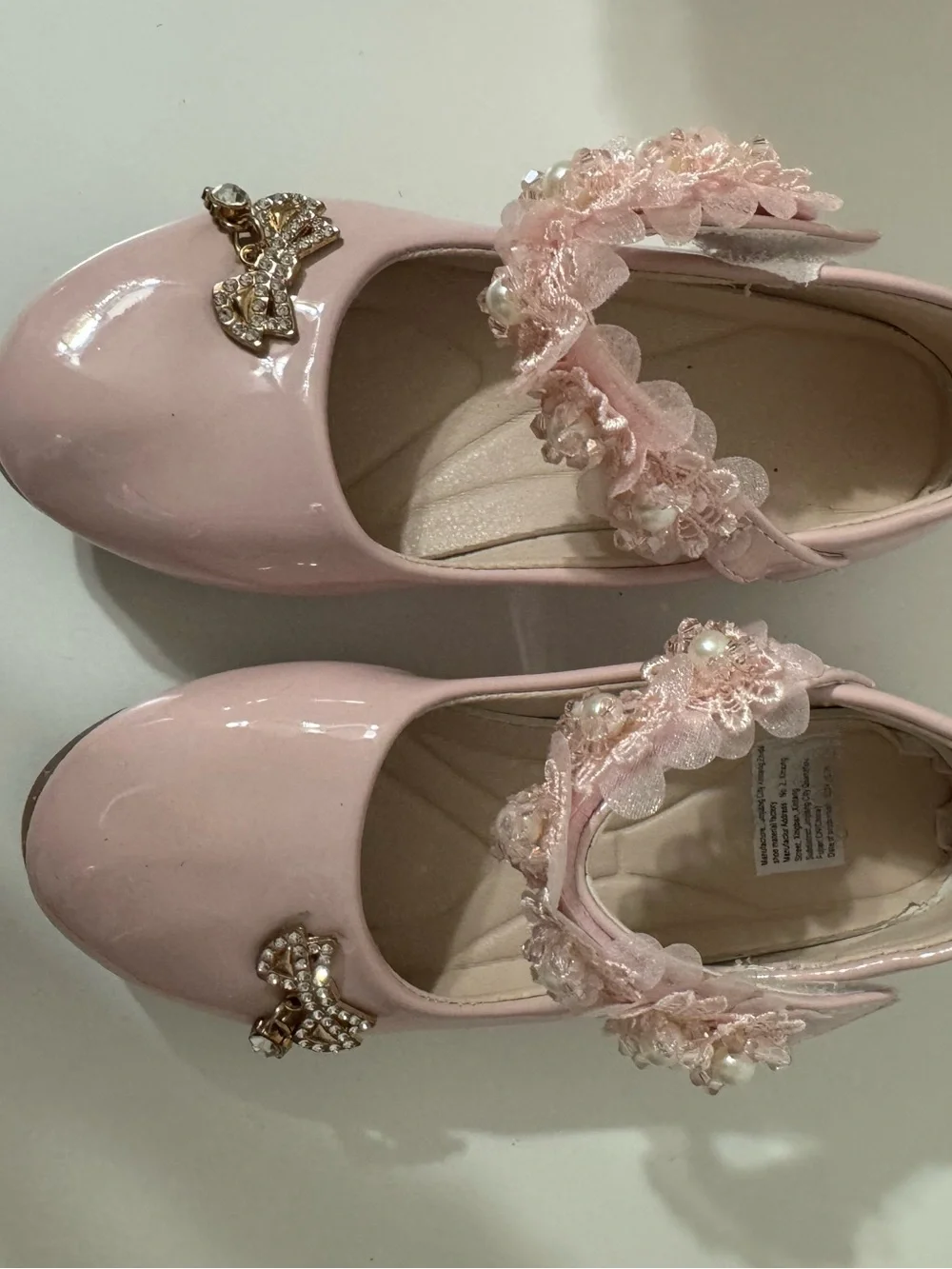 Girls Pink Patent Floral Mary Jane Shoes